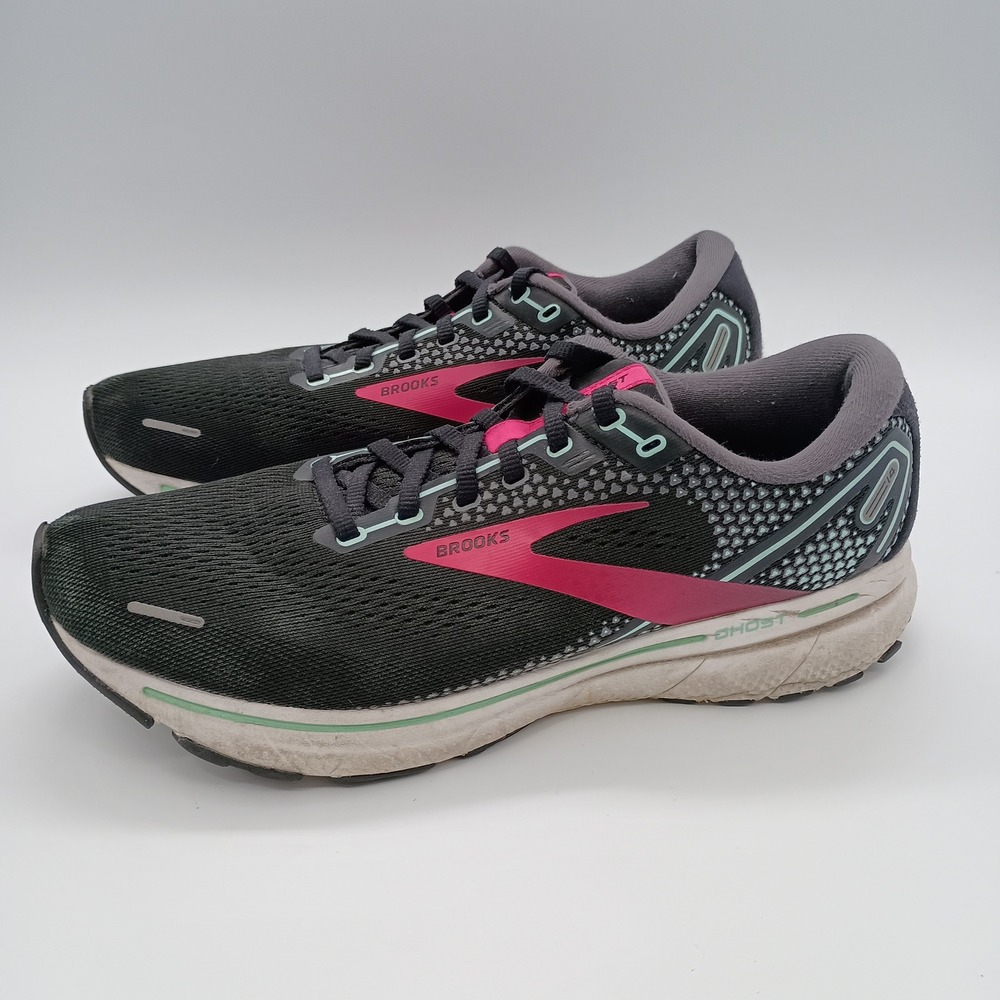 Brooks Ghost 14 Womens Running‎ Shoes Black Pink Size 11 - Picture 4 of 10